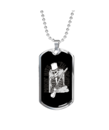 Calavera Mexican Skull Smoke Skeleton Guitar Necklace Stainless Steel or 18k Go - $47.45 - $71.20