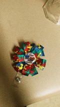 I love someone w/ Autism ribbon work Retractable Reel ID Badge Holder nurse cna - £13.82 GBP