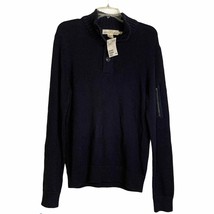 H&amp;M L.O.G.G. Sweater 1/4 Button Pullover Sweater Size Small Navy Mens Knit - $19.79