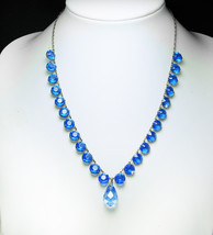 Art Deco Necklace Festoon blue Drops open back CHOKER September Birthstone - £175.73 GBP