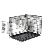 Durable Folding Metal Dog Crate Double Doors Pet Dog Crates Black Dog Ca... - £58.50 GBP