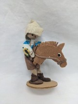 Vintage Handmade Polish Boy On Toy Horse Figurine 4&quot; - £23.73 GBP