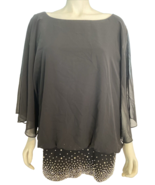 NWT MSK Women Black Angel Slv Beaded Waist Band Top Size 3X - €29,14 EUR