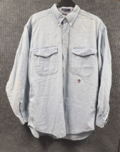 Vtg 90s Tommy Hilfiger Shirt Mens Medium Blue Crest Logo Button Down Long Sleeve - £18.76 GBP