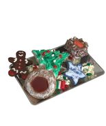 Handmade Polymer Clay Christmas Cookie Ornaments Set Silver Tray for 18”... - €16,36 EUR