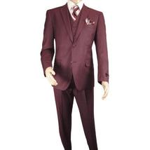 Mens Three Piece Suit Vested VITALI Soft Fabric With Sheen M3090 Burgundy 3Piece image 3