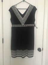 R.K. Originals Women&#39;s Black Leopard Print Trim Sleeveless Midi Dress Ta... - $34.05