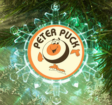 Peter Puck NHL Hockey Retro Snowflake Blinks Lit Holiday Christmas Tree Ornament - £13.03 GBP