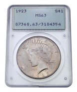 1923 $1 Silver Peace Dollar Graded by PCGS as MS-63 Old Holder - $101.55 CAD
