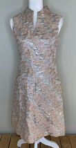 Vintage Dynasty Sleeveless Knee Length Dress Size 8 Sparkle Rose Gold Silver C7 - £54.40 GBP