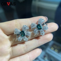 OEVAS  925 Sterling Silver Created Moissanite Emerald Gemstone Birthstone Ear St - £79.83 GBP