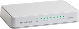 8 Port Gigabit Ethernet Unmanaged Switch GS208 Desktop Ethernet Splitter Silent  - £45.94 GBP