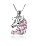 Sterling Silver Unicorn Lady Necklace with Crystals Birthday Gifts For Girl - £26.69 GBP