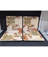 Pier 1 Carynthum Square Dinner Plates, Set Of 4, Hand Painted Earthenwar... - $903.20 MXN