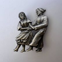 1950 Ukraine Vintage Soviet Silver 875 Pin Brooch Badge Ukrainian Dance ... - $160.00