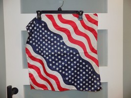 20&quot; Wavy American Flag Bandana Handkerchief Scarf 100% Cotton Made In Th... - £3.98 GBP