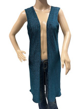 Earthbound Trading Teal Sleeveless Velour Long Open Front Vest Medium NWT - £15.40 GBP