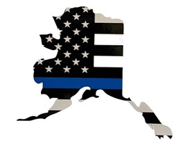 ALASKA Thin Blue Line USA Flag Reflective Decal Sticker Police - £4.66 GBP