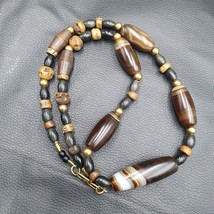 Vintage beads antique Indo Tibetan Himalayan Tibetan Agate necklace YMN1 - £77.53 GBP