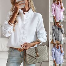 Long Sleeve Shirts Women&#39;s Tops, Elegant Shirts, Ruffles Shirts, Casual ... - $26.99