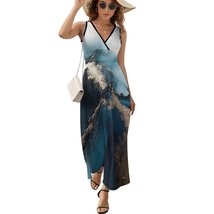 Mondxflaur Texture Marble Summer Dresses for Women V-neck Sleeveless Lon... - £28.70 GBP+