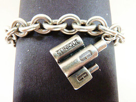 Vintage Clinique Charm ProChain Sterling Silver Bracelet, 25g RARE!! - $99.00