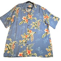 VTG Hilo Hattie Hawaiian Shirt Mens Size 2XL Floral Hibiscus Tropical Blue - £15.30 GBP