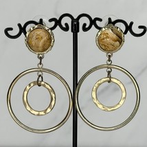Chico&#39;s Cabochon Hoop Gold Tone Earrings Pierced Pair - £7.75 GBP