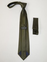 Men's Satin Silky Tie Hankie Set J.Valintin Private Collection R70 Olive Green image 2