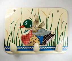 Gingham Duck Ceramic Wall Plaque Vintage 1980s Kitchen Towel Rack CSC Japan - $19.70