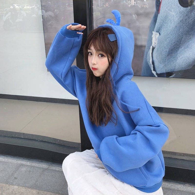 Primary image for Loose Hoodies Cute Hat Women Sweatshirt Solid Color  Casual Pullover Plus Size H