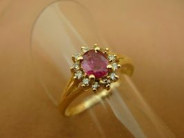 2.10Ct Oval Cut Ruby Halo Diamond Wedding Engagement Ring 14k Yellow Gold Over  - £61.92 GBP