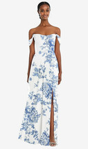 After Six 1560..Off-the-Shoulder Basque Neck Maxi Dress..Cottage Rose Blue..Sz 0 - $94.05