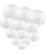 24 Pcs White Paper Lanterns (Size of 12&quot;, 10&quot;, 8&quot;, 6&quot;,4&quot;)- round Chinese... - £21.28 GBP