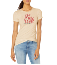Marky G Apparel Women&#39;s Casual Short Sleeve T-Shirt Key West Print Cream XL - £7.20 GBP