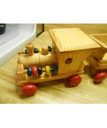 child&#39;s wooden train with abacus and alphabet &amp; number blocks cargo ~dec... - £11.52 GBP