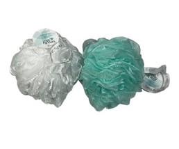 Beauty 360 Bath Set Of 2 Colors White And Light Green Cleaning Bath Pouf - £6.14 GBP