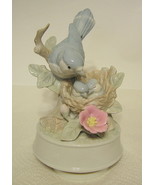Porcelain Blue Jay Music Box &quot;Evita&quot; Melody Taiwan AS IS 7 Inch Tall - £19.65 GBP
