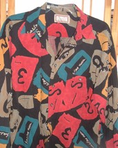 Yanks clothing Company VTG Men&#39;s shirt Color block Numbers Bright L/S Sz XL - £23.28 GBP
