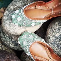 Mint Bridal - Beautiful Embellished Wedding Flats Pearl flats Pearl Juti Pearl K - £92.85 GBP