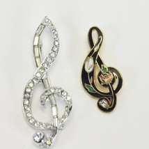 Rhinestone Musical Note Pin 2.4&quot; x .9&quot; + Enamel Musical Note Pin 1.6&quot; x .7&quot; - $16.65