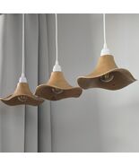 Set of 3 handcrafted wooden pendant lights, Japandi lampshade style - $550.00