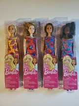 4 Barbie Doll Multi-Racial Lot Short Floral Dresses, High Heels Kids 3+ Toys - £91.05 GBP