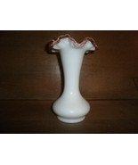 Vintage Vase , White -w- Pink Ruffle Top - £19.66 GBP