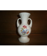 White Pedestal Vase -w- Flowers  - £3.93 GBP
