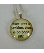 Where No Vision No Hope GWC Silver Tone Cabochon Pendant Chain Necklace ... - £2.35 GBP