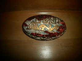 Ceramic trinket Box , Maroon and Gold , Textured Finish - $57.10 MXN