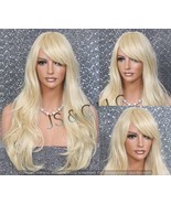 Bleach Blonde Stunning Human Hair Blend Wig Long Layered Wavy Full Wig H... - $1,678.11 MXN