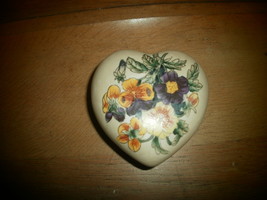 Heart Shaped Trinket Box with Hand Painted Pansies  - $5.00