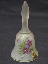 Vintage WESTMORELAND 5.25&quot; Glass Bell Hand Painted VIOLETS ON CRYSTAL MIST - $10.68